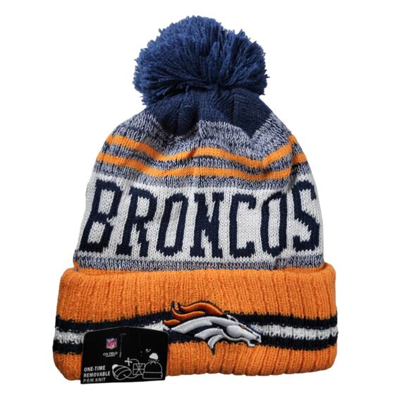 NWT Denver Broncos Sports Knit Pom Beanie Fleece Lining OSFA‎ Unisex - Picture 1 of 6